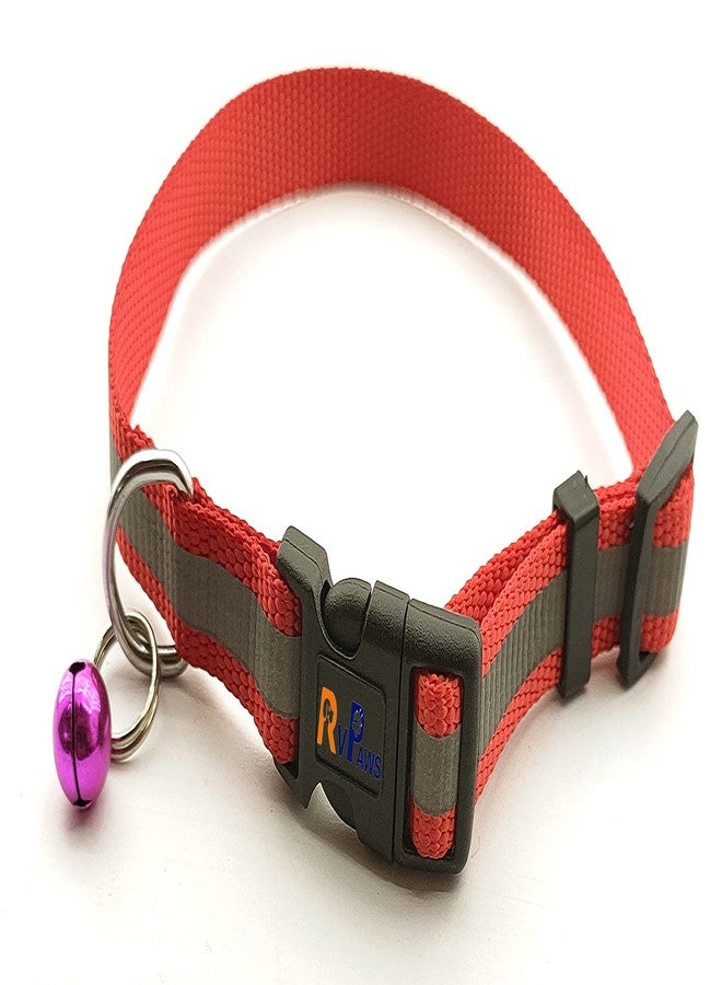 Pups&Pets طقم حزام رقبة ومقود من النايلون العاكس مع جرس من Pups&Pets، مثالي لجميع الكلاب الصغيرة والجراء - أحمر - Image 4